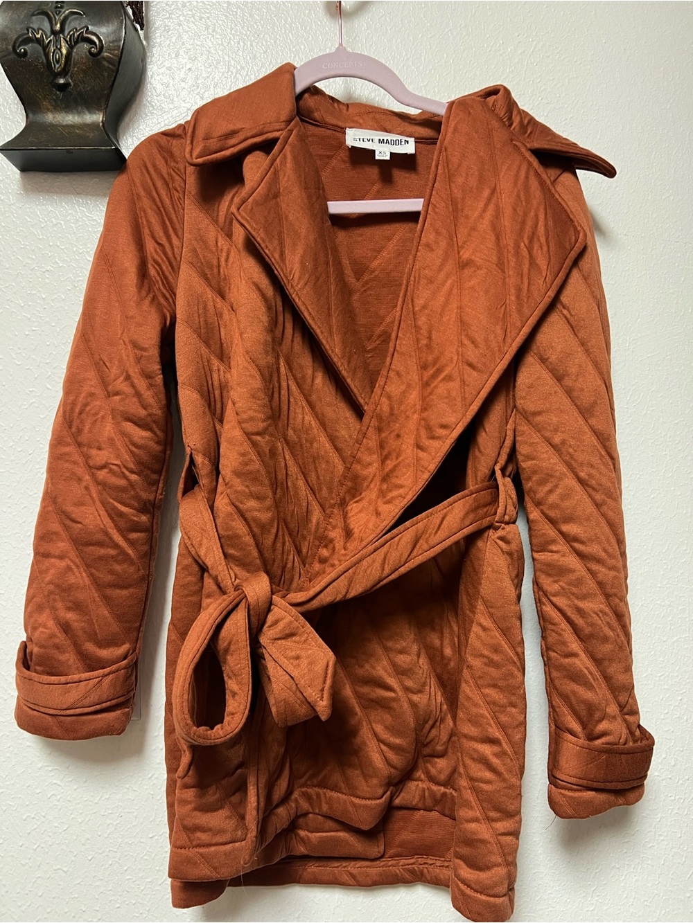 Steve Madden Quilted Rust Wrap Trench Coat